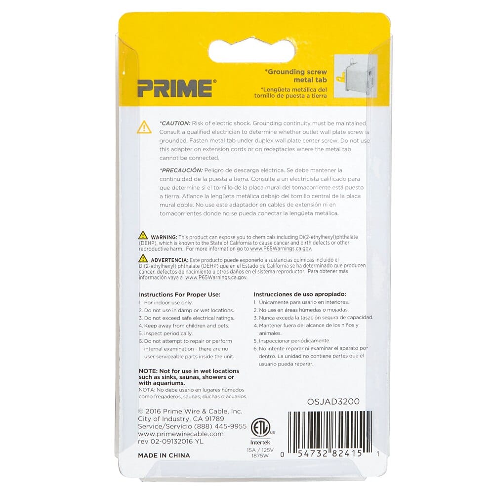 Prime 3-to-2 Adapters, 2 Count