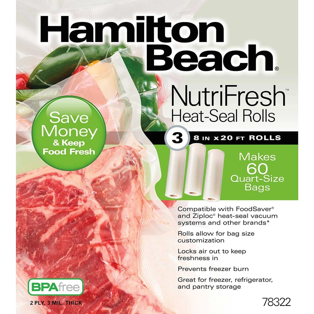 Hamilton Beach NutriFresh 8" x 20' Heat-Seal Rolls, 3 Pack