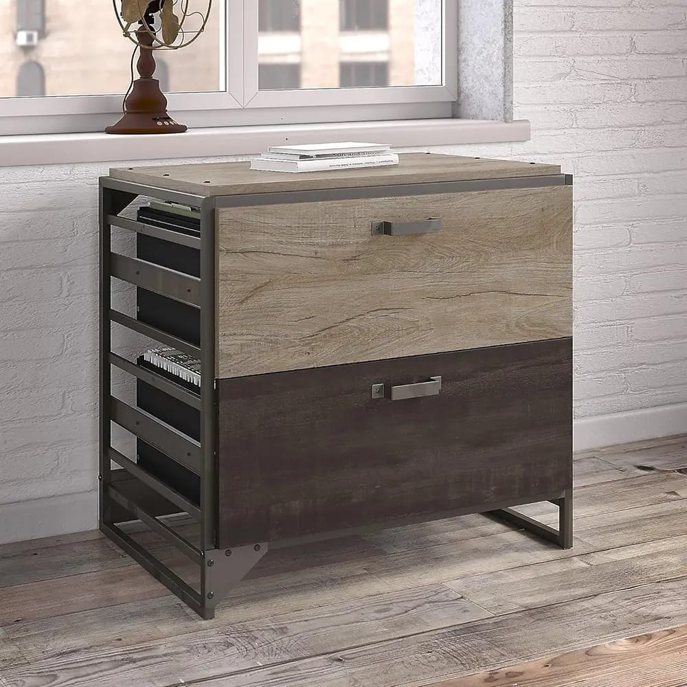 Bush Home 2 Drawer Lateral File Cabinet, Rustic Gray