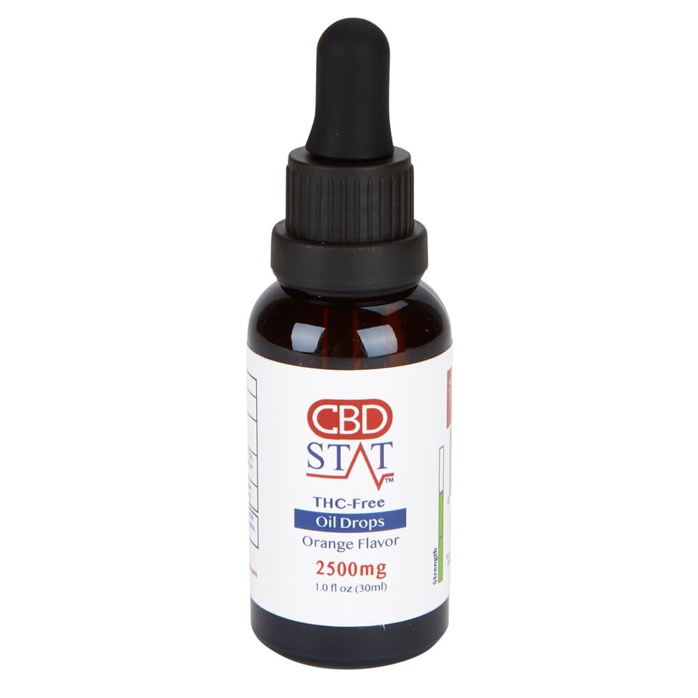 CBD Stat THC-Free 2500mg Orange Flavor Oil Drops, 1 oz