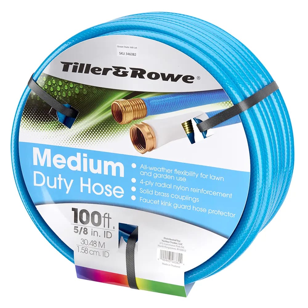Tiller & Rowe Medium Duty Hose, 5/8 in, 100'