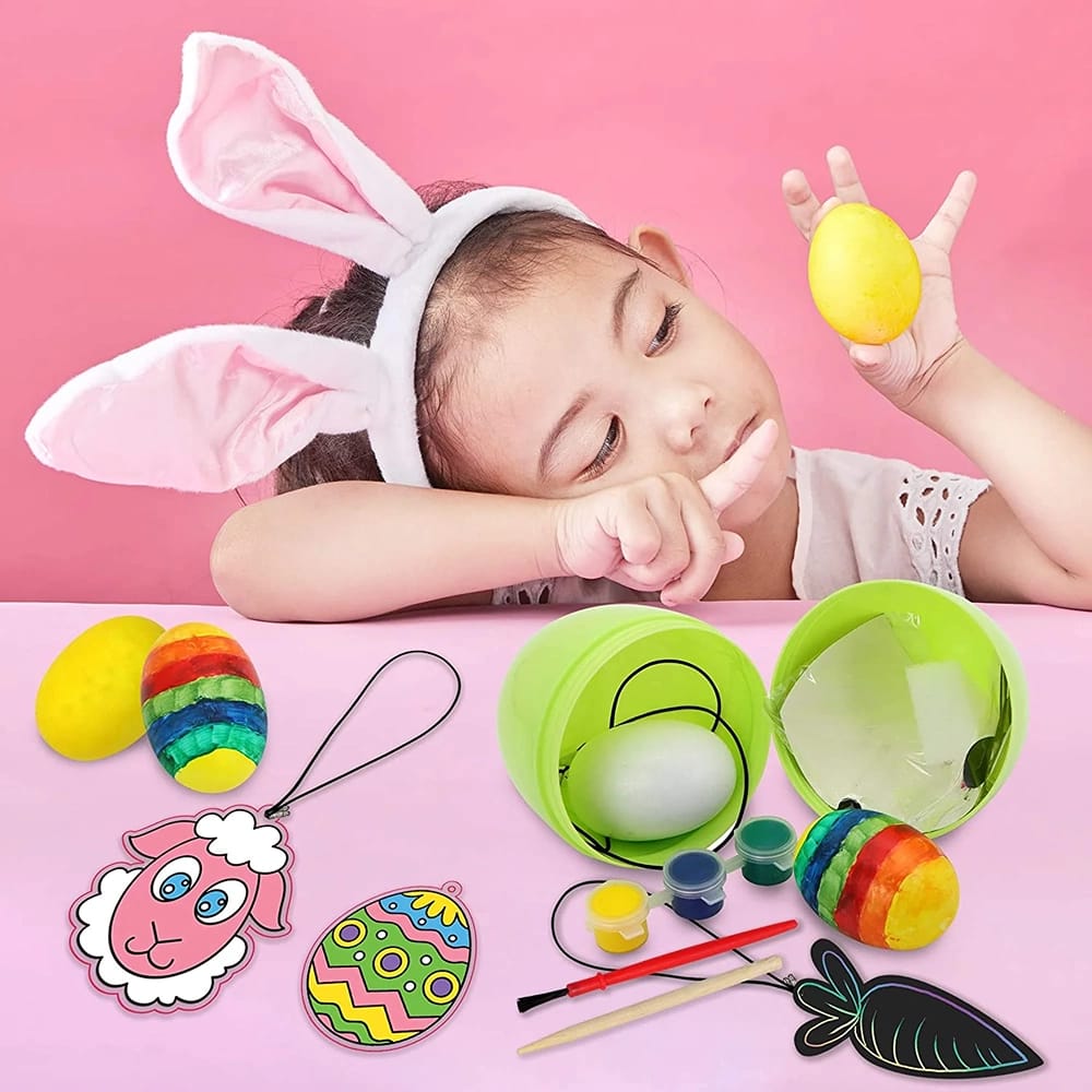 12-Piece Pre Filled Easter Eggs with DIY Art and Craft Painting Kit