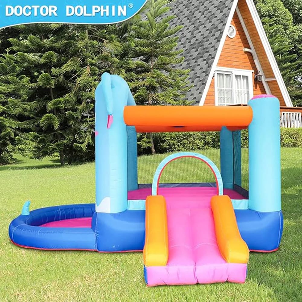 Doctor Dolphin Elephant Bounce House with Slide