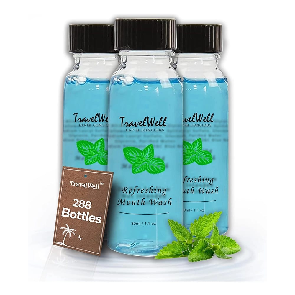 TravelWell Individually Wrapped Mouthwash Bottles, 1.1 oz, 288 Pack