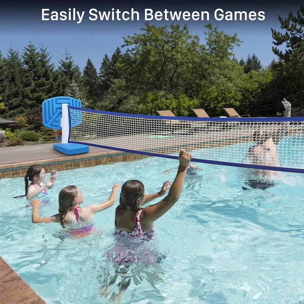 2-in-1 Full Court Pool Basketball & Volleyball Game Set