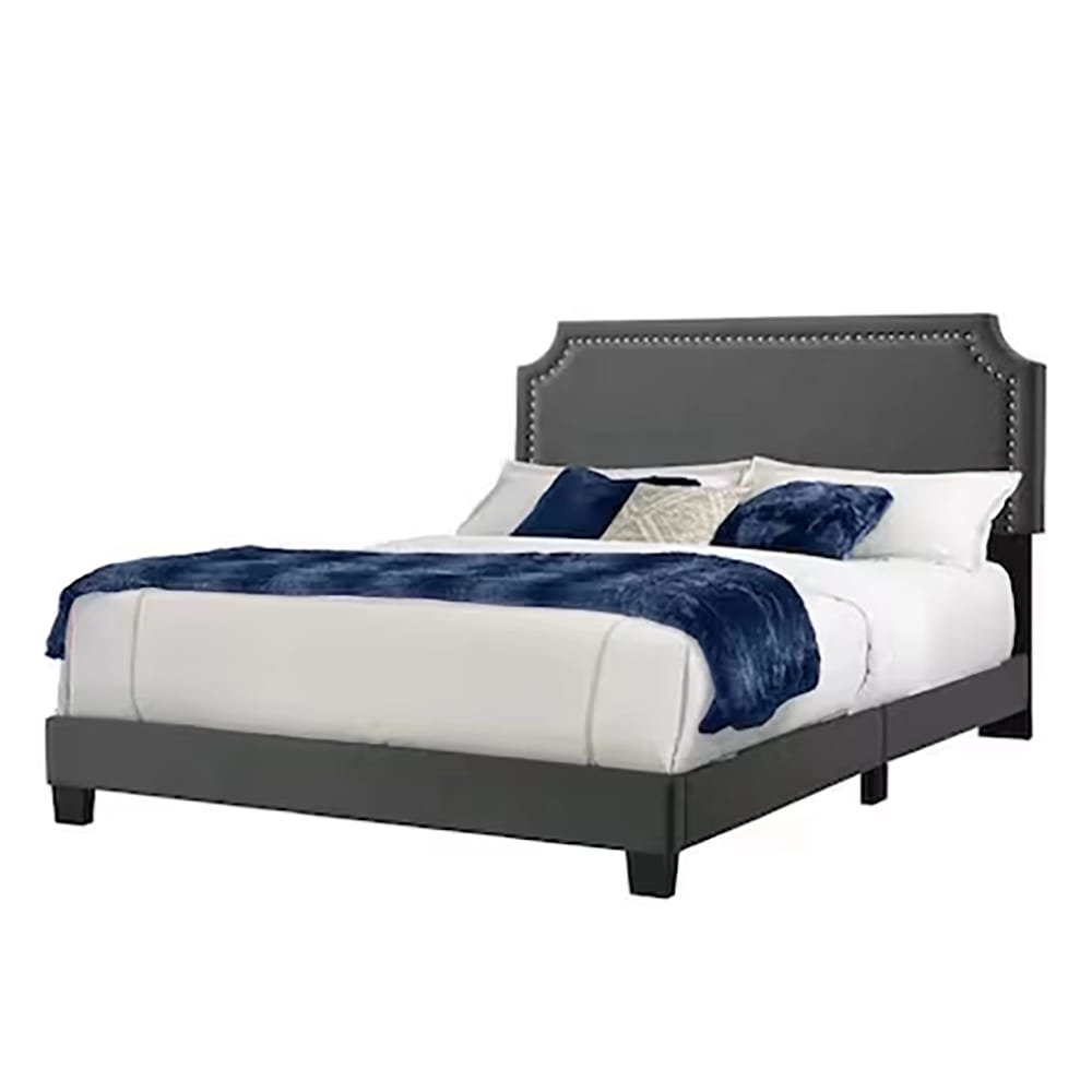 Belle Isle Furniture Regal Velvet Upholstered Bed Frame, Full, Dark Gray