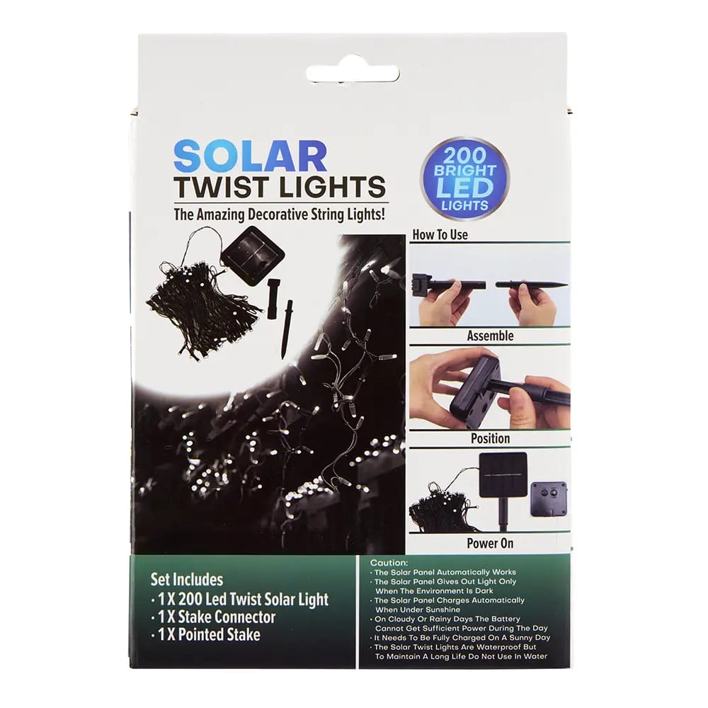 Solar Twist Lights, 200 Lights, 72'