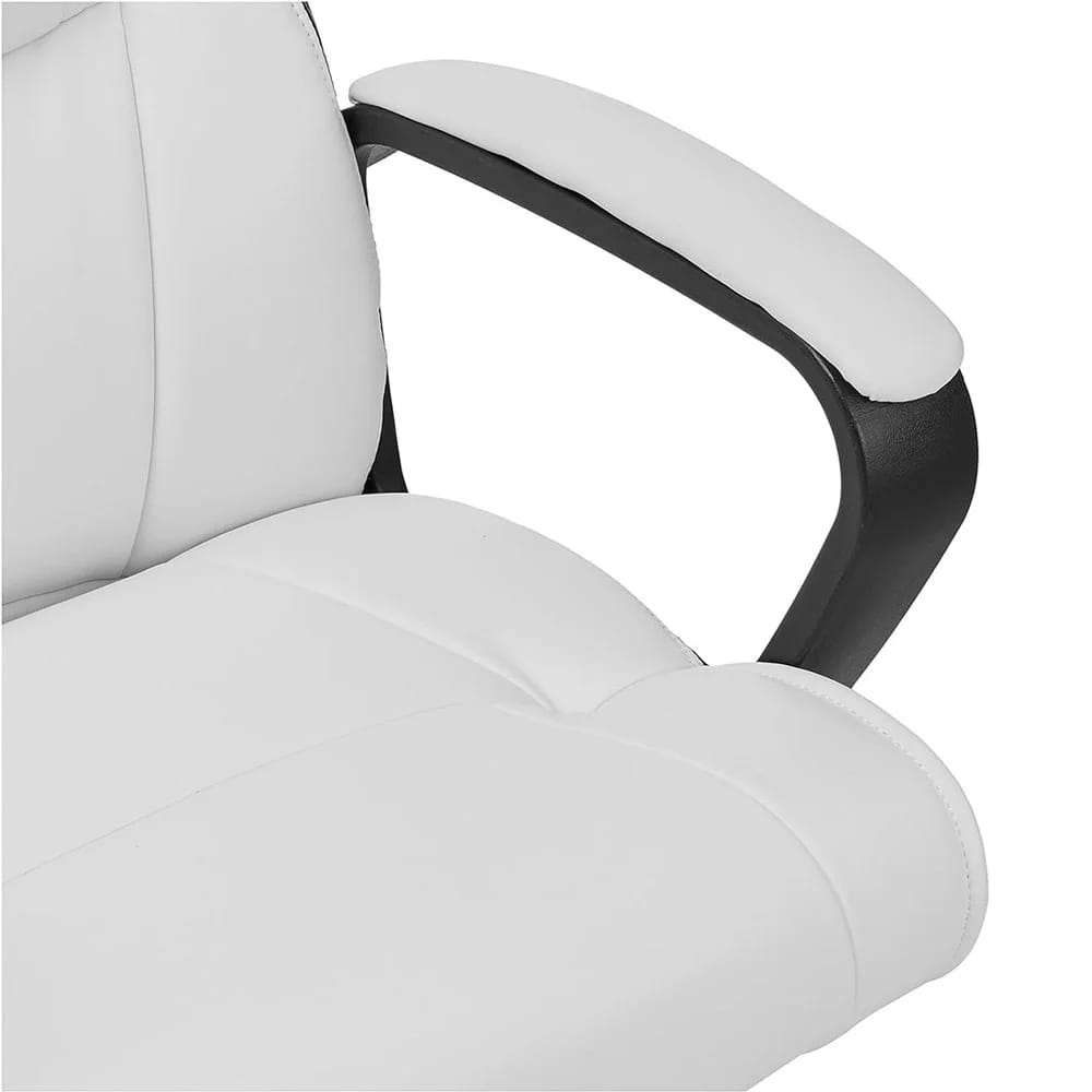 Mid-Back Padded Office Desk Chair with Armrests, White