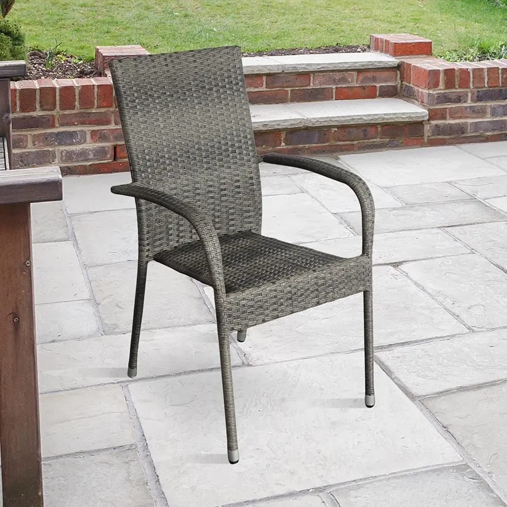 Resin Wicker Stacking Patio Chair, Gray