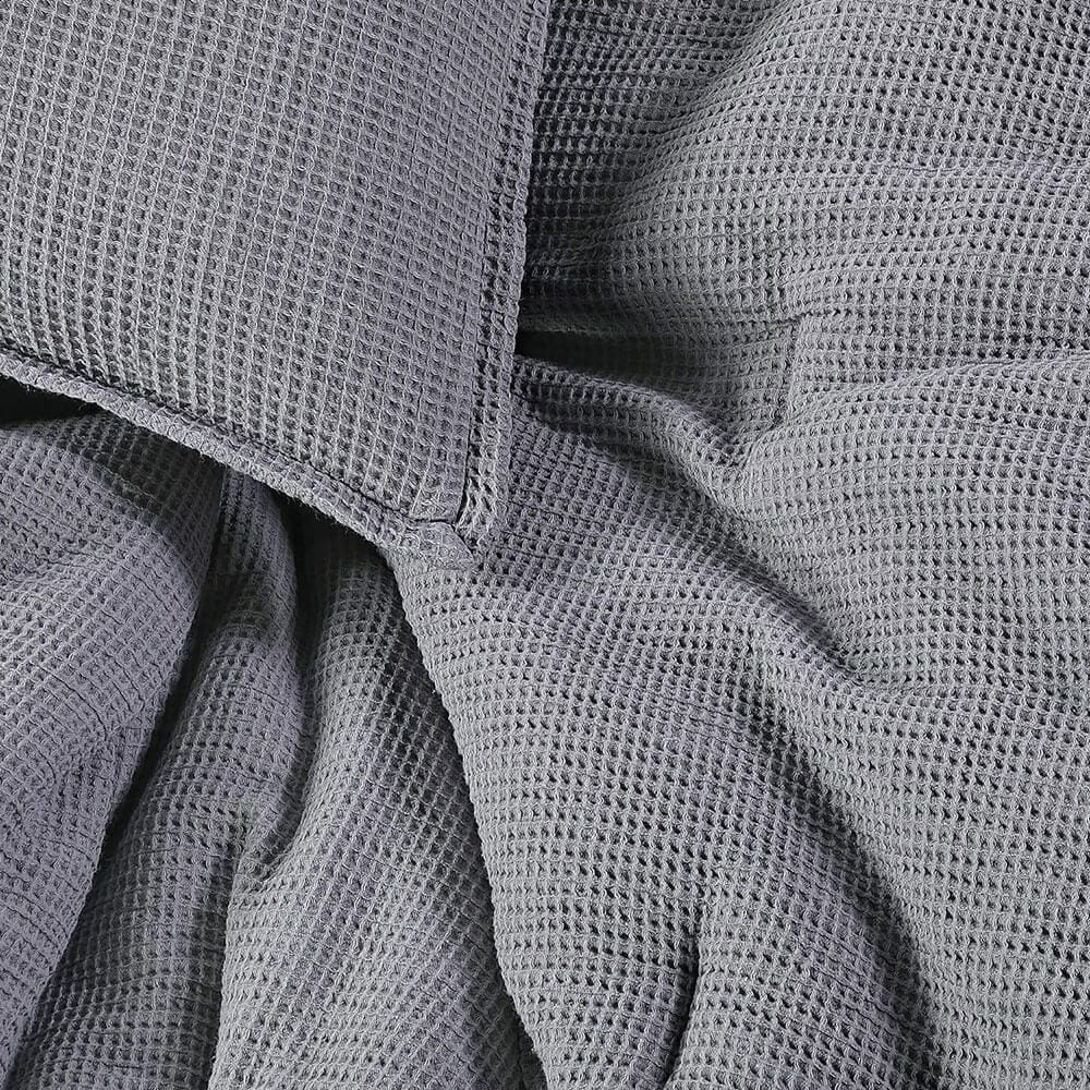 WellBeing by Sunham Waffle Weave 3-Piece Comforter Set, King, Charcoal