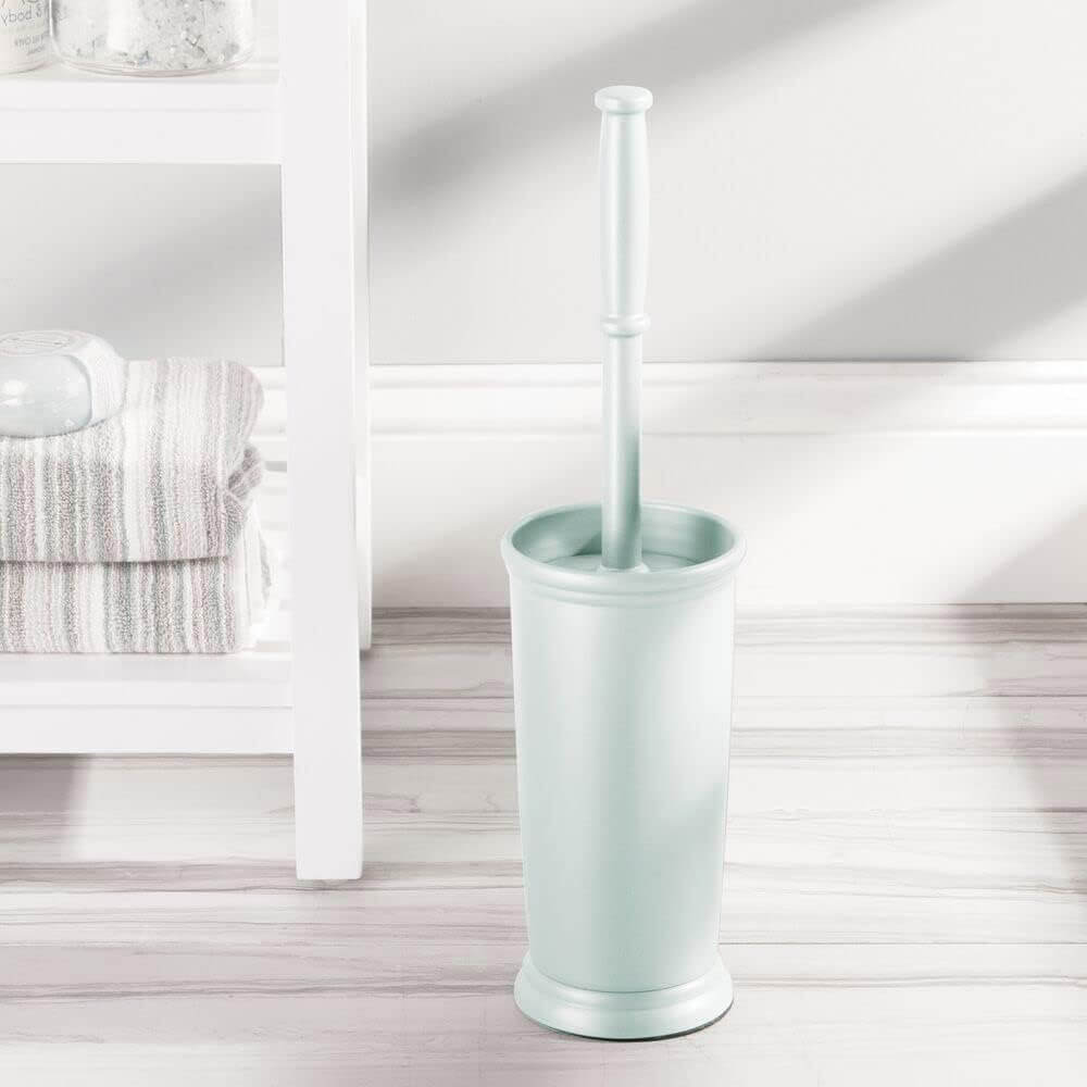 mDesign Compact Toilet Brush/Oval Waste Can Combination Set, Mint Green