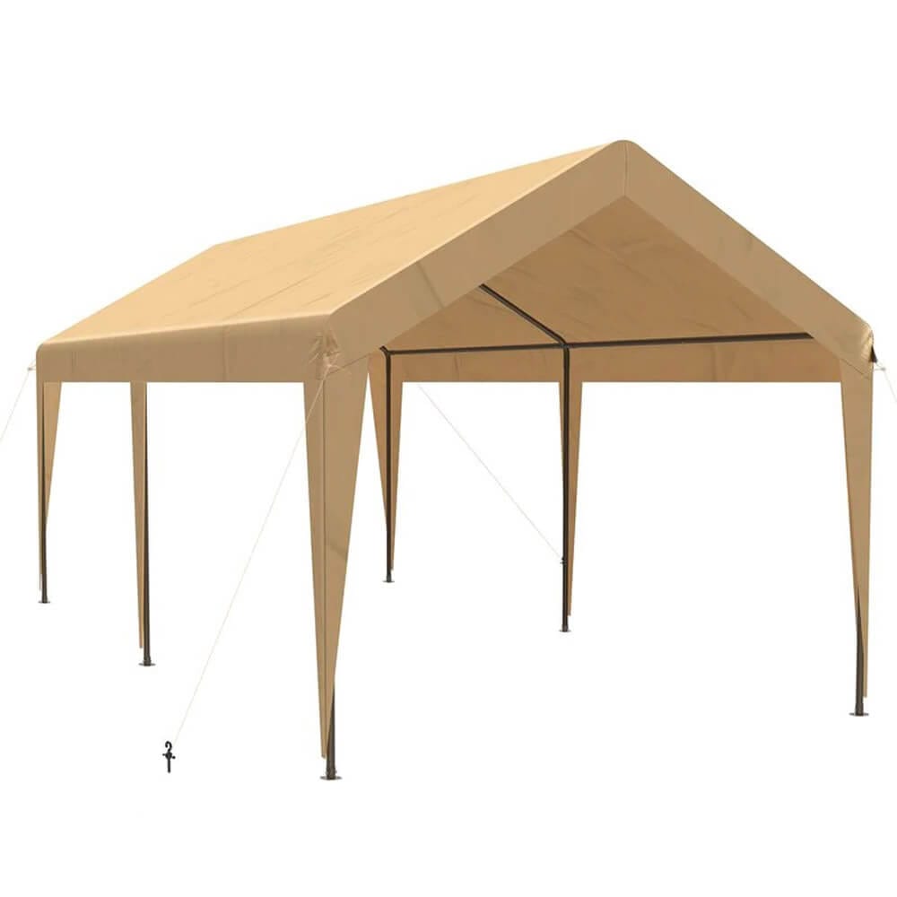 QOMOTOP 10' x 20' Heavy-Duty Carport, Beige