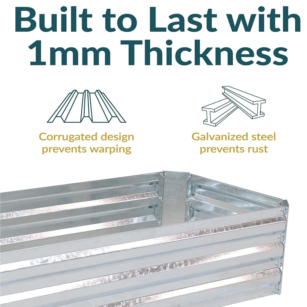 Sunnydaze 48" x 24" Galvanized Raised Garden Bed