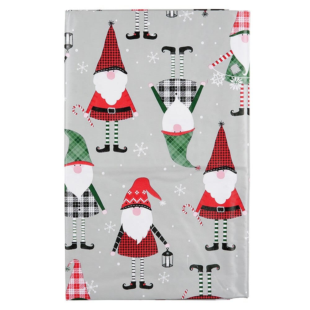 Seasonal Greetings Holiday Vinyl Tablecloth with Flannel Backing