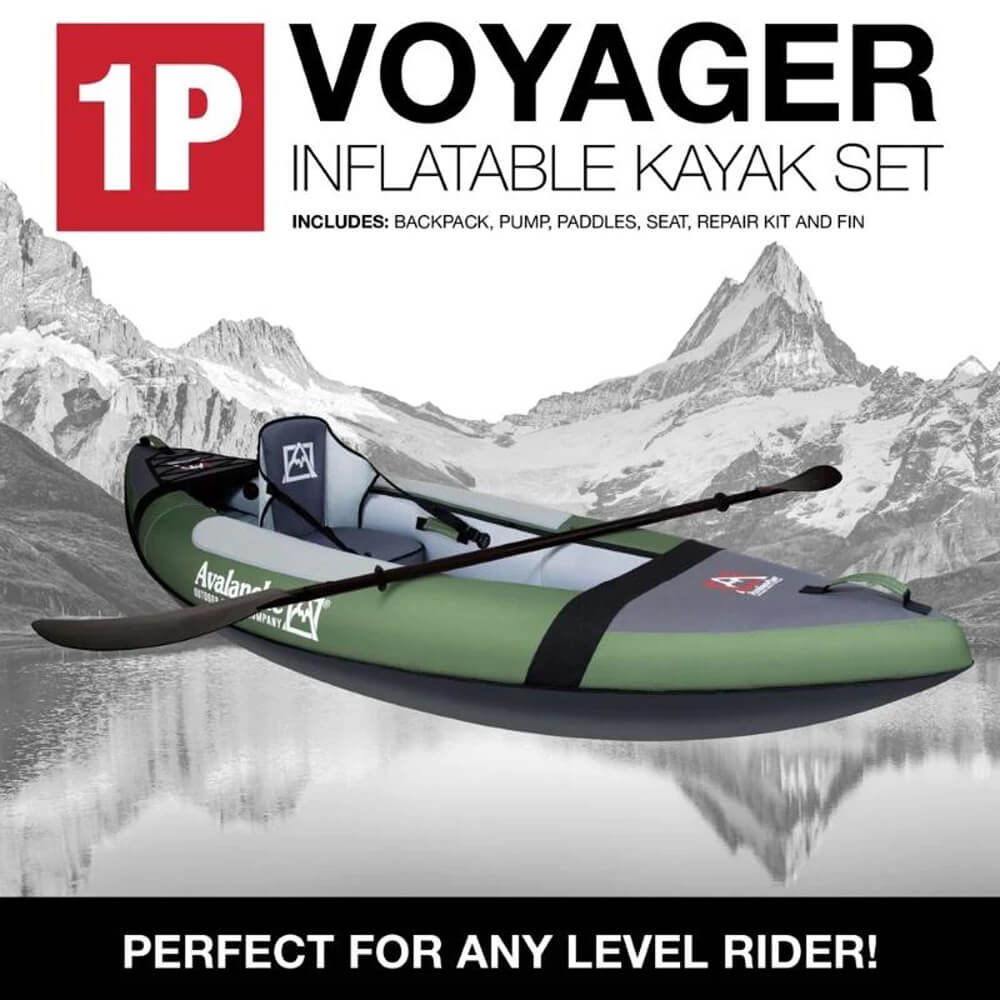 Avalanche 9'9" Voyager 1-Person Inflatable Kayak Set, Green