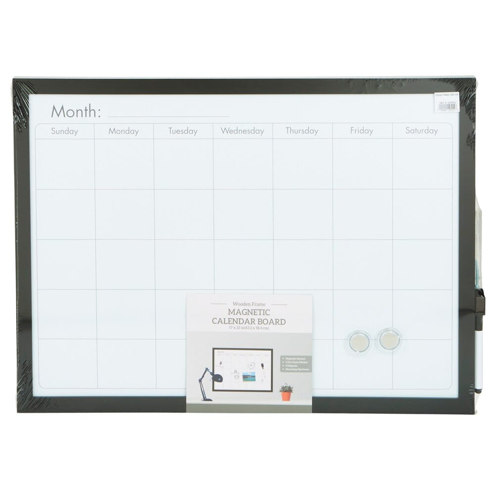 Wood Frame Magnetic Calendar Board, 23"