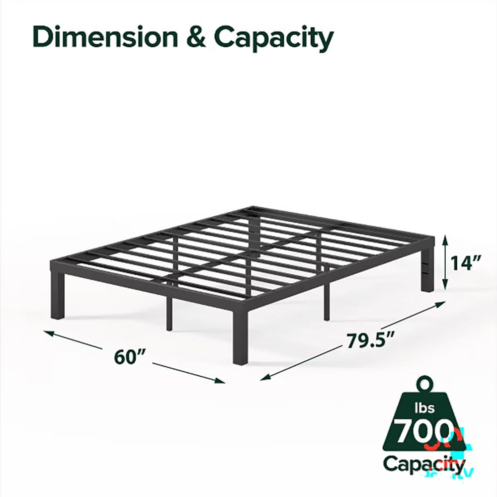 Zinus Luis 14" Quick Lock Metal Platform Bed, Black, Queen