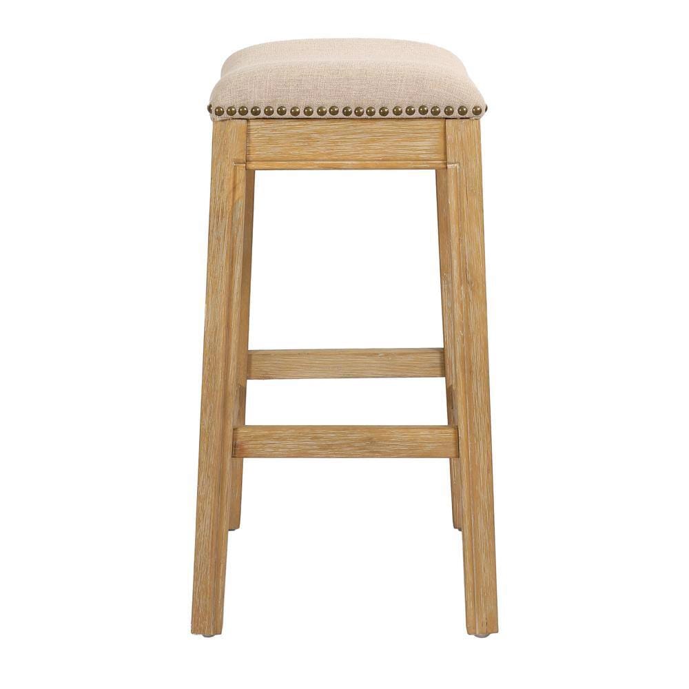 NewRidge Home Goods 26" Saddle Counter-Height Barstool, Natural/Cream