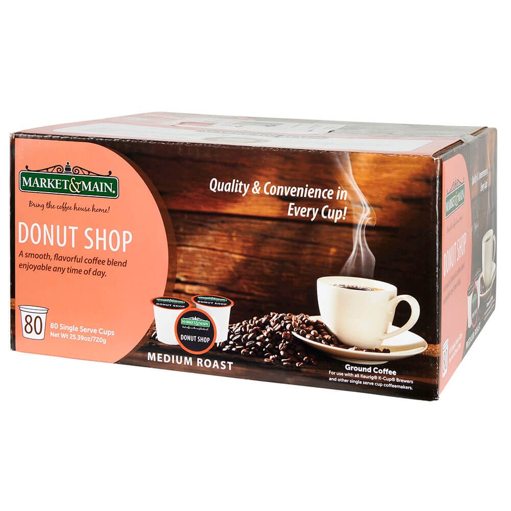Market & Main Medium Roast Donut Shop Coffee, 80 Count