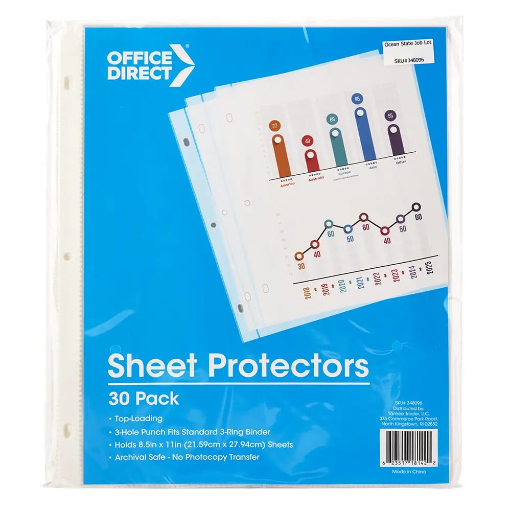 Office Direct Sheet Protectors, 30 ct