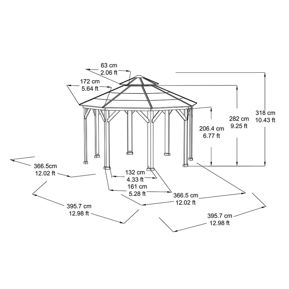 Lancaster 13' x 13' Octagon Cedar Hardtop Gazebo