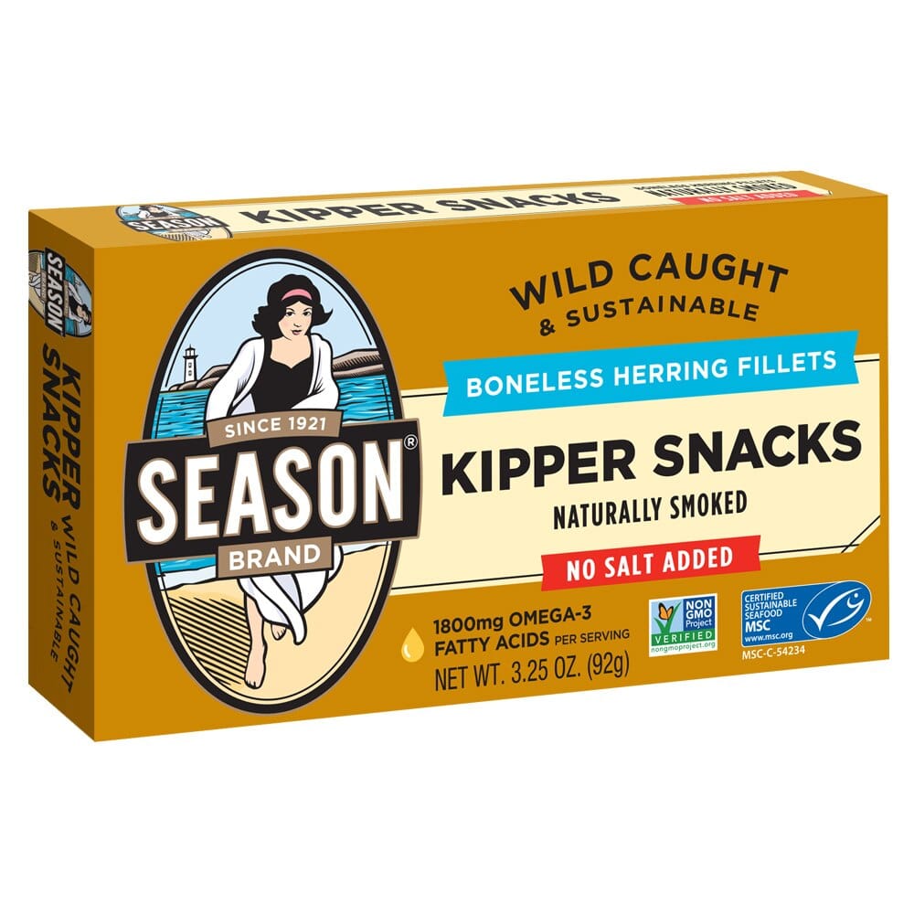 Season Brand Boneless No Salt Added Herring Fillets Kipper Snacks, 3.25 oz