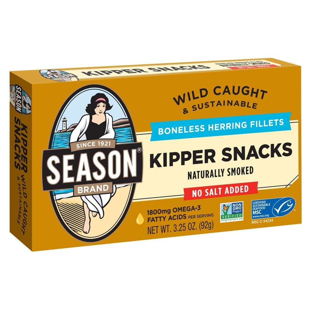 Season Brand Boneless No Salt Added Herring Fillets Kipper Snacks, 3.25 oz