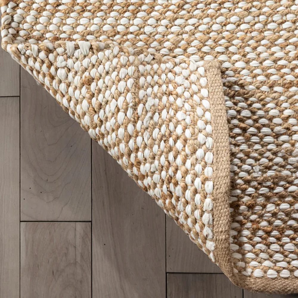 Well Woven Willow Natural Jute 9'x12' Chevron Area Rug, Beige & White