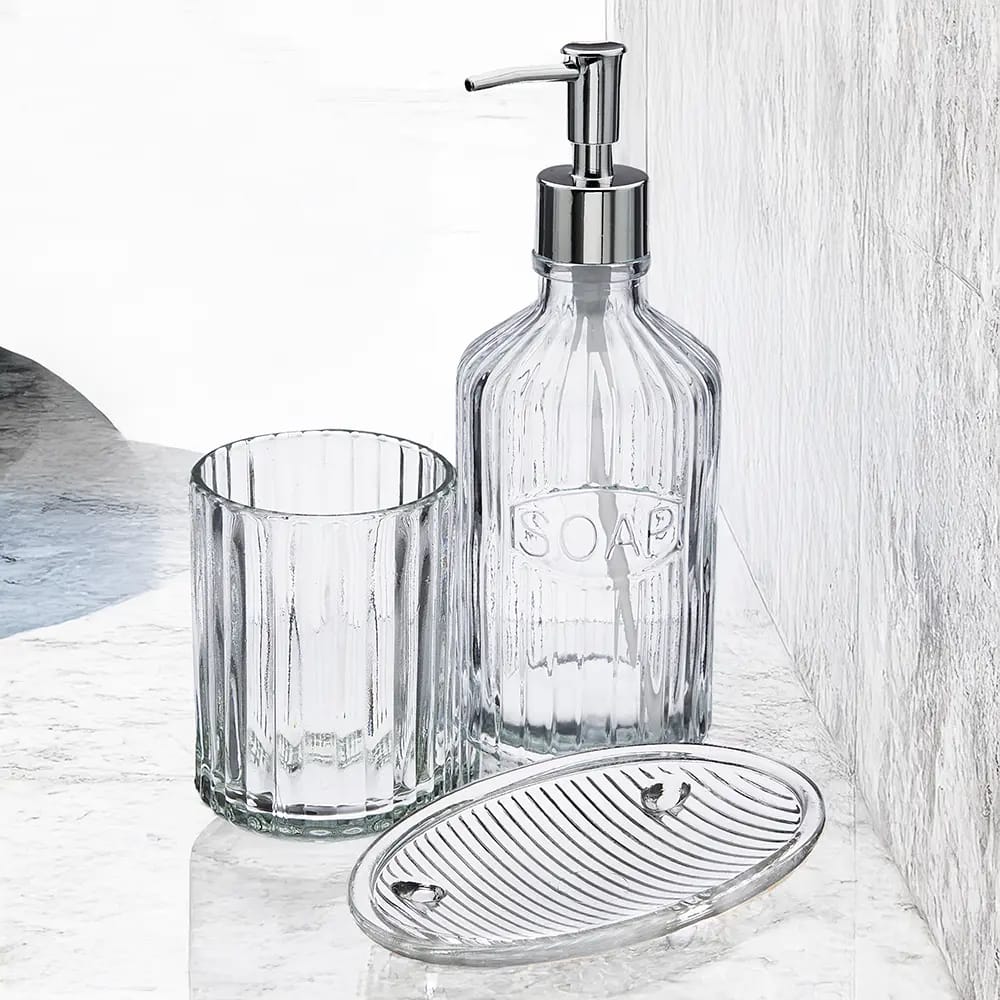 Clear Glass Bathroom Set, 3pc.