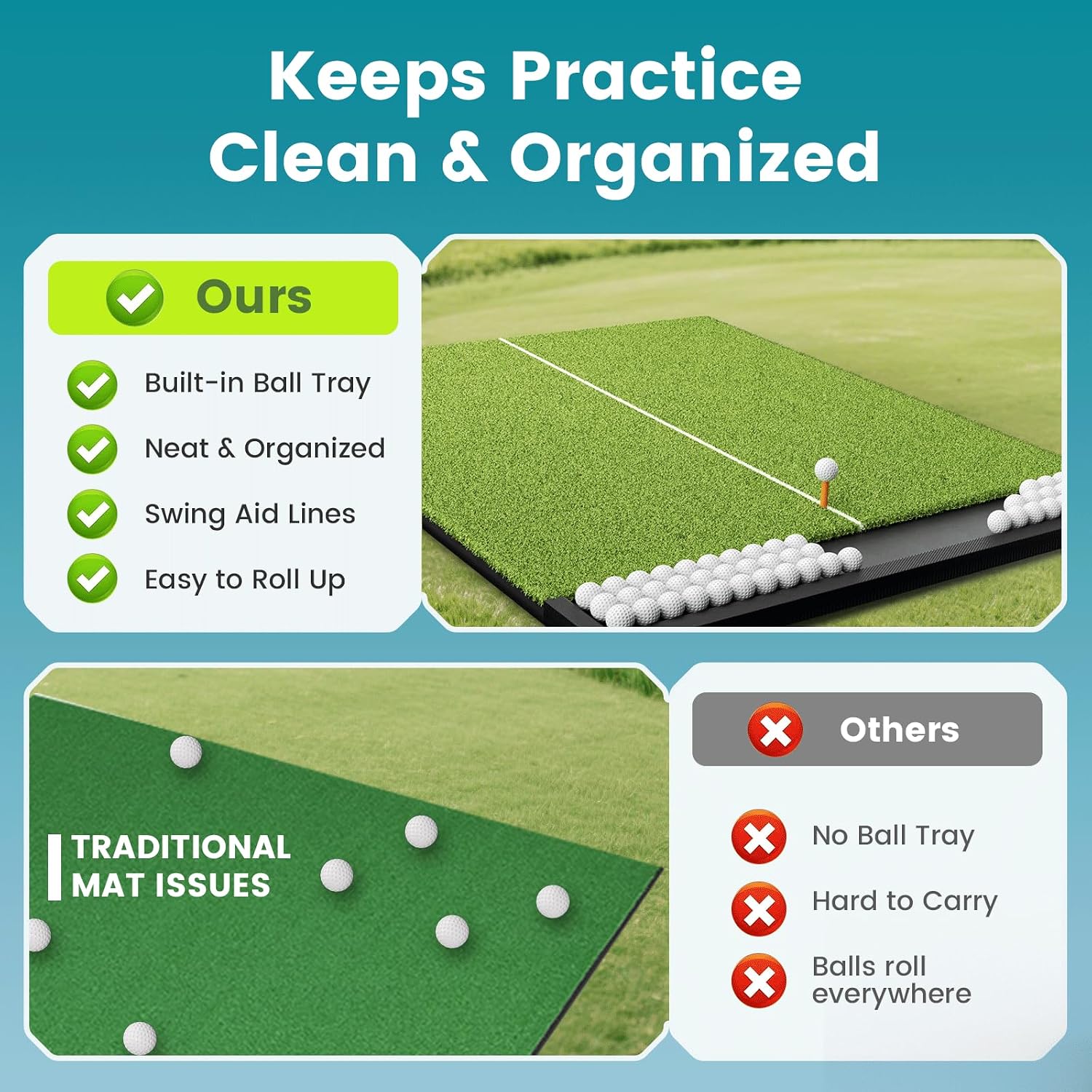 5' x 4' Golf Hitting Mat with Ball Tray