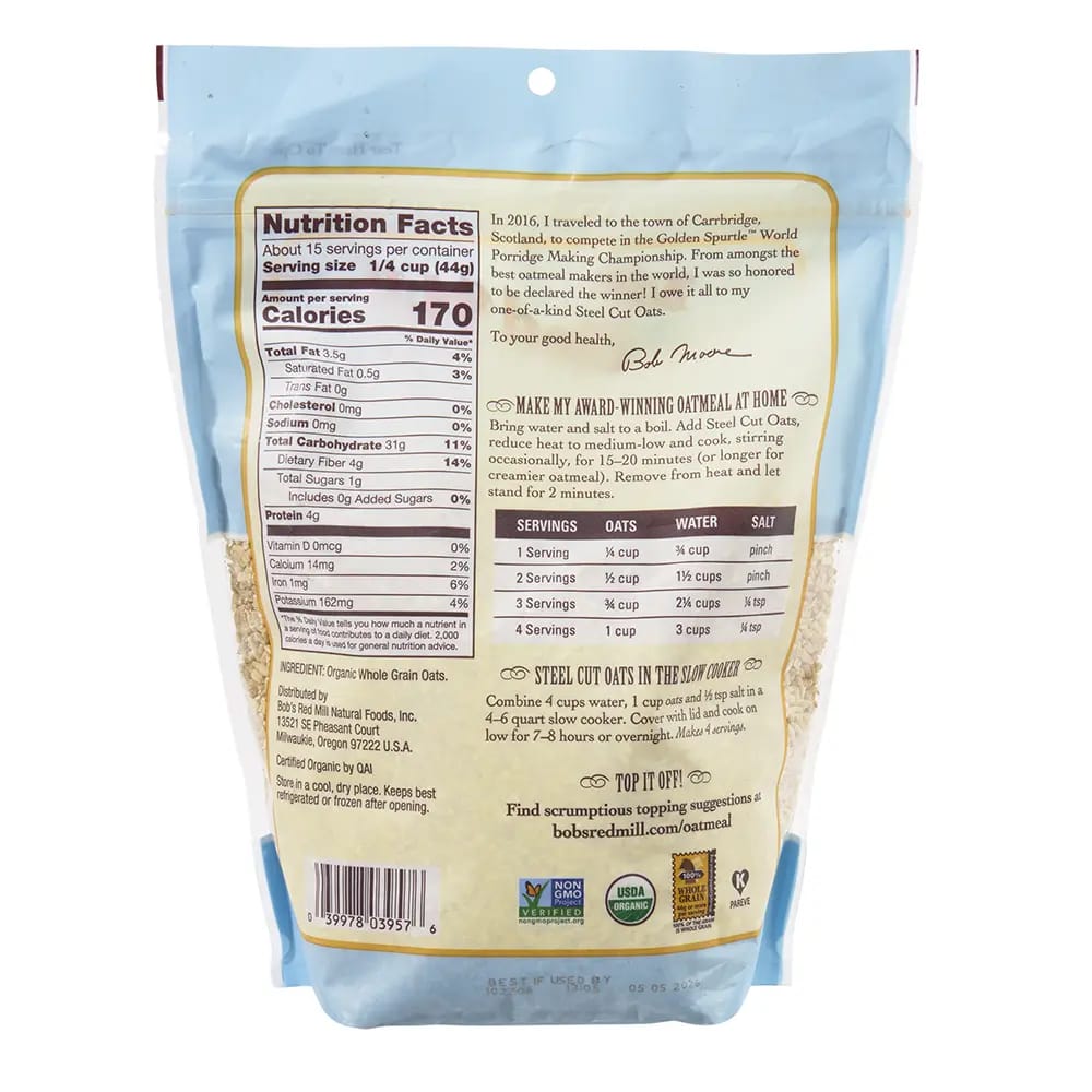 Bob's Red Mill Organic Steel Cut Oats, 24 oz