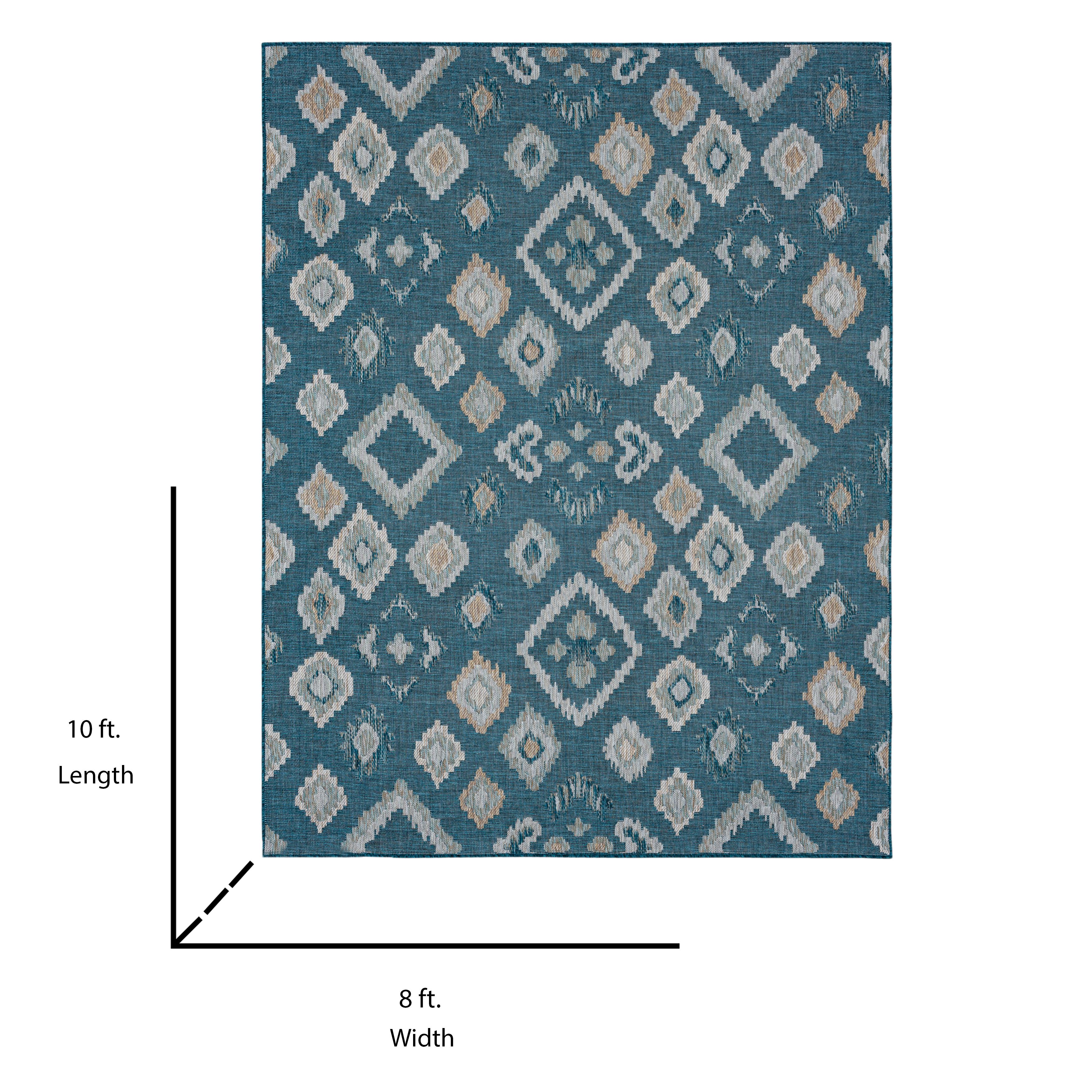 Mohawk Brookwood Outdoor/Indoor Area Rug, Blue Diamonds, 7'10" x 10'