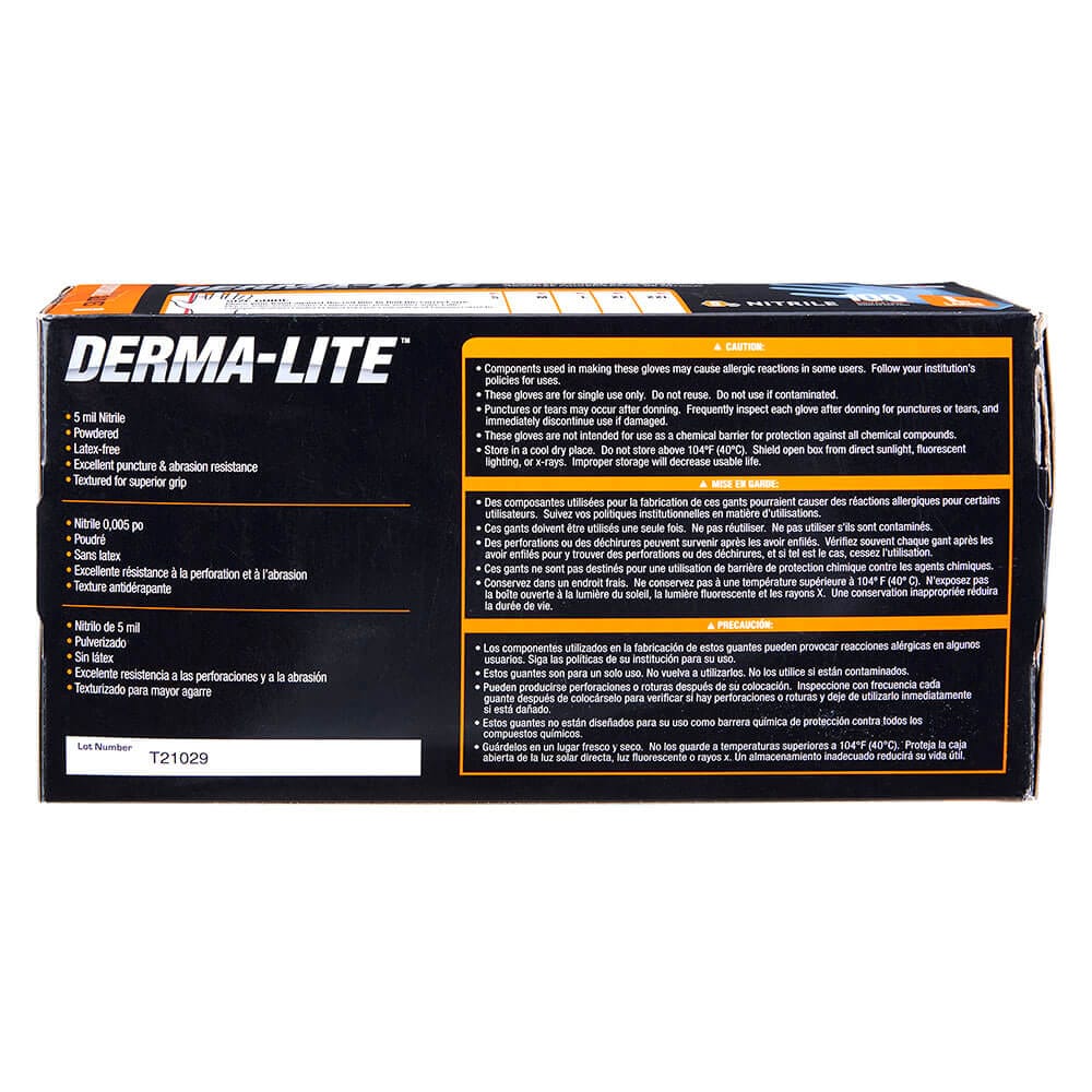 Derma-Lite Powdered Nitrile Disposable Large Gloves, 100 Count