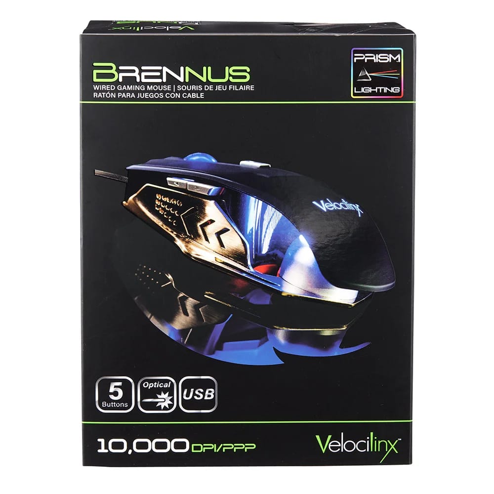 Velocilinx Optical Gaming Mouse, Silver/Black