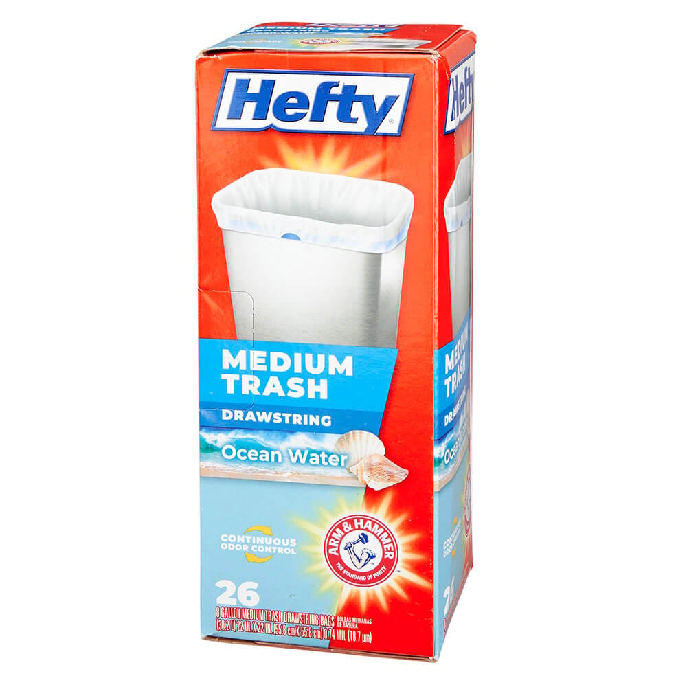 Hefty Medium Trash Ocean Water 8 Gallon Trash Bags, 26 Count