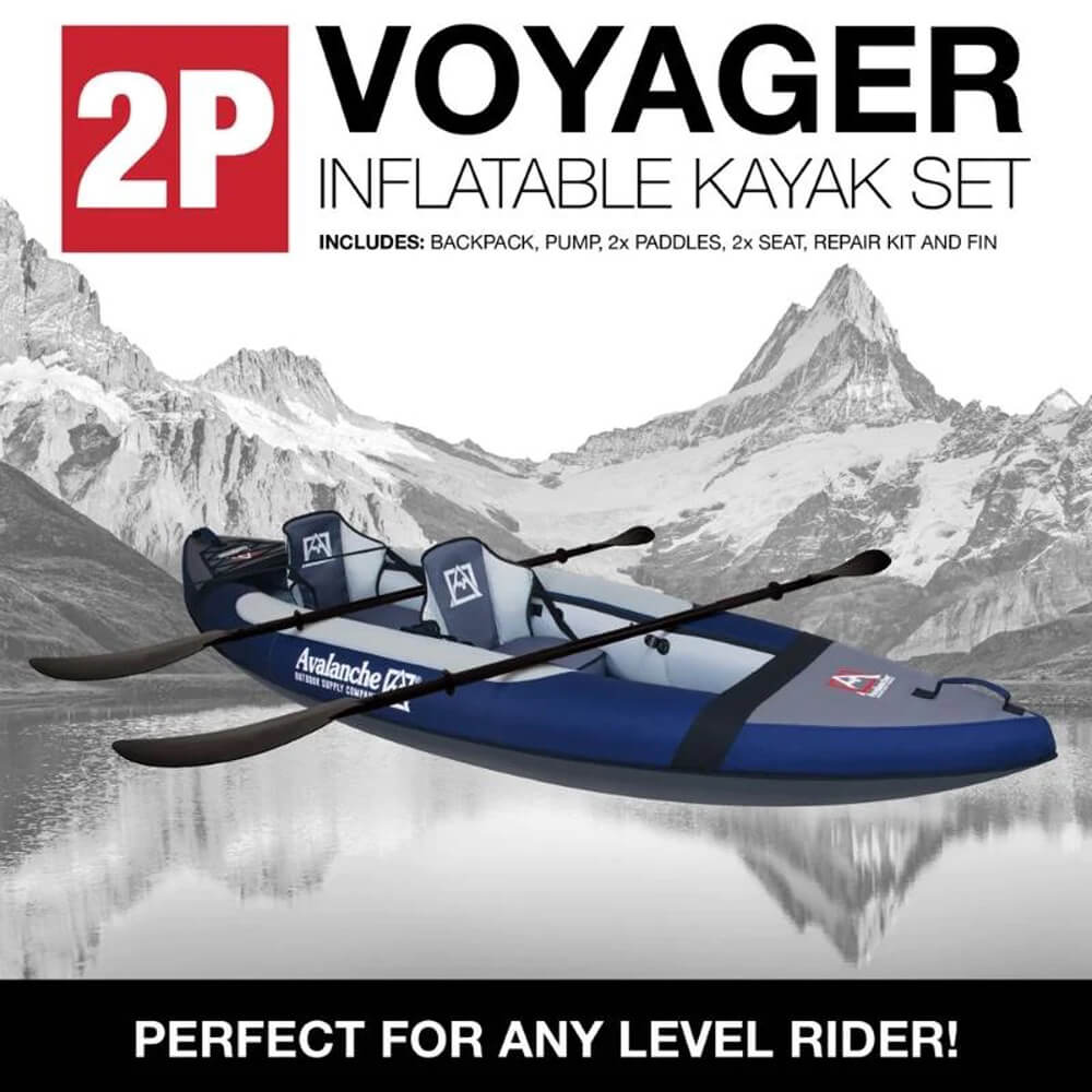 Avalanche 11' Voyager 2-Person Inflatable Kayak Set, Blue