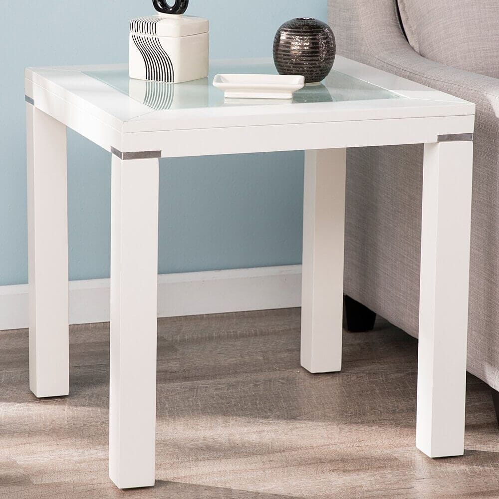 Southern Enterprises Parsons End Table, White