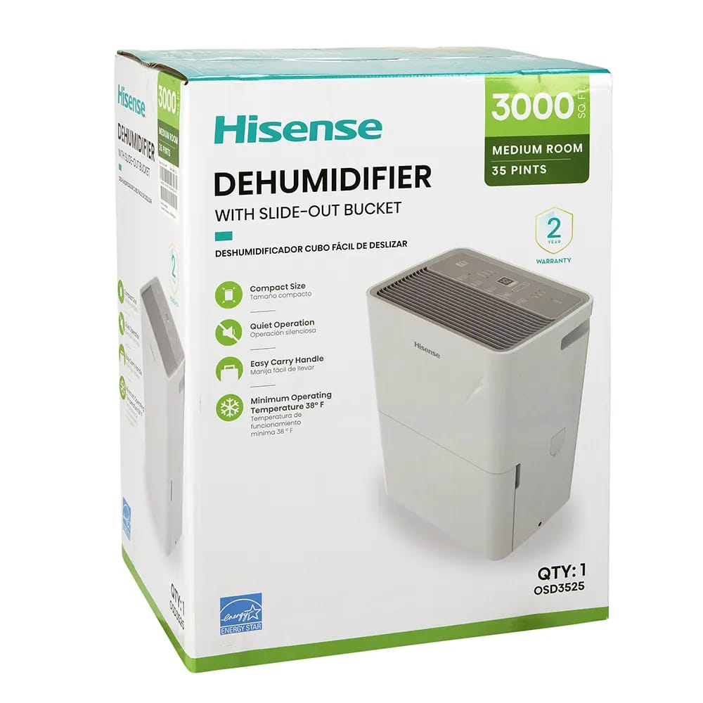 Hisense Energy Star 35 Pint 3-Speed Dehumidifier, White
