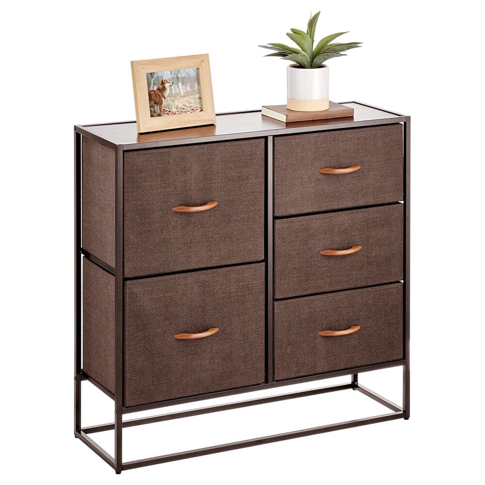 mDesign Tall Modern 5-Drawer Storage Dresser Unit, Espresso