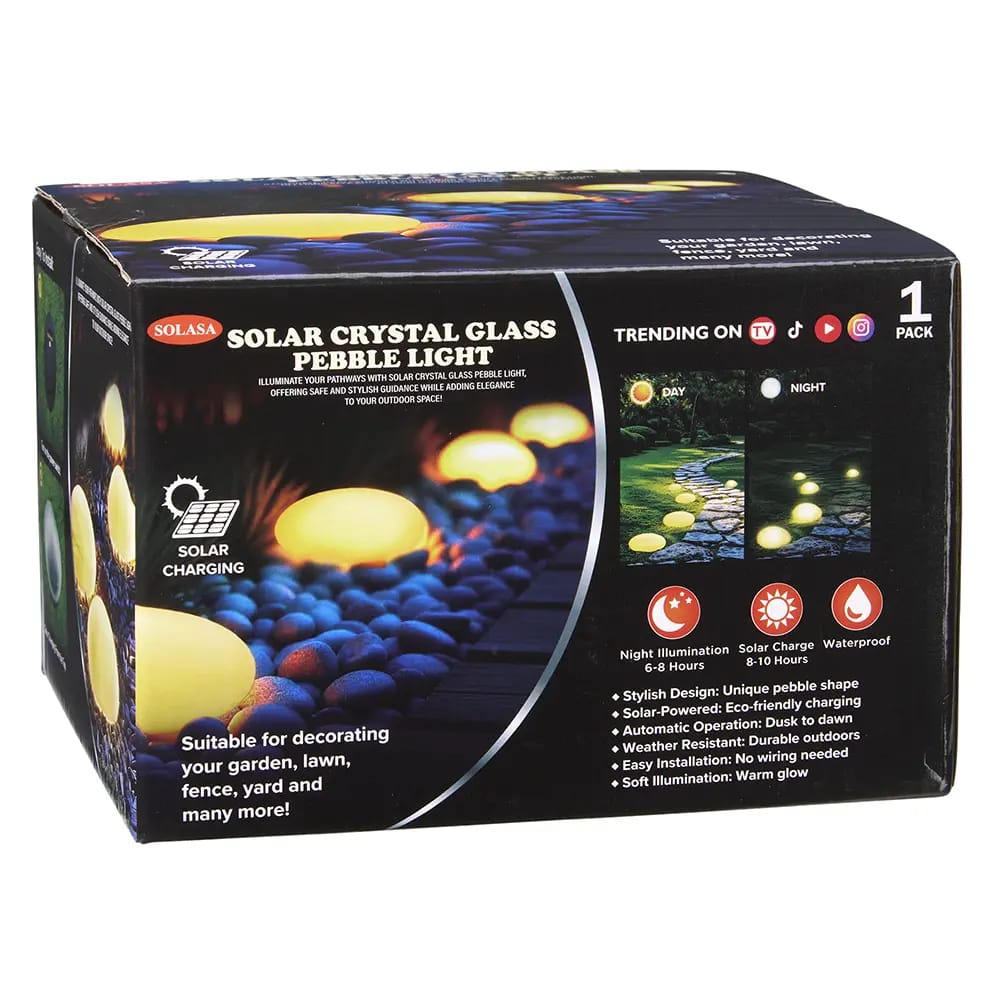 Solasa Solar Crystal Glass Pebble Light