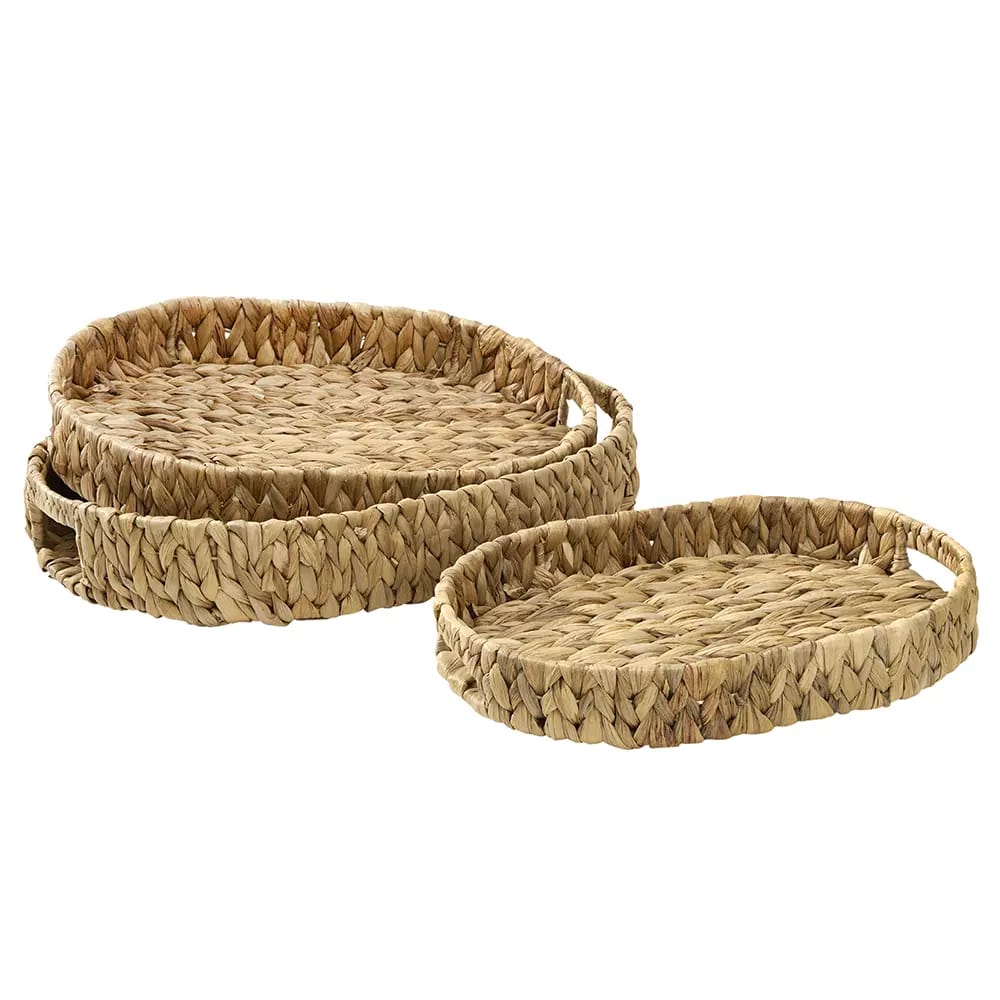 Water Hyacinth Oval Tray, Natural, Set of 3