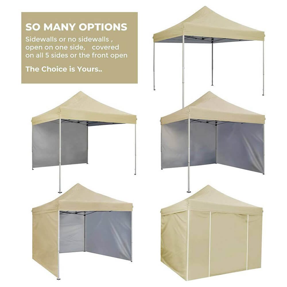 10' x 10' Pop-Up Canopy Tent with 5 Sidewalls, Beige