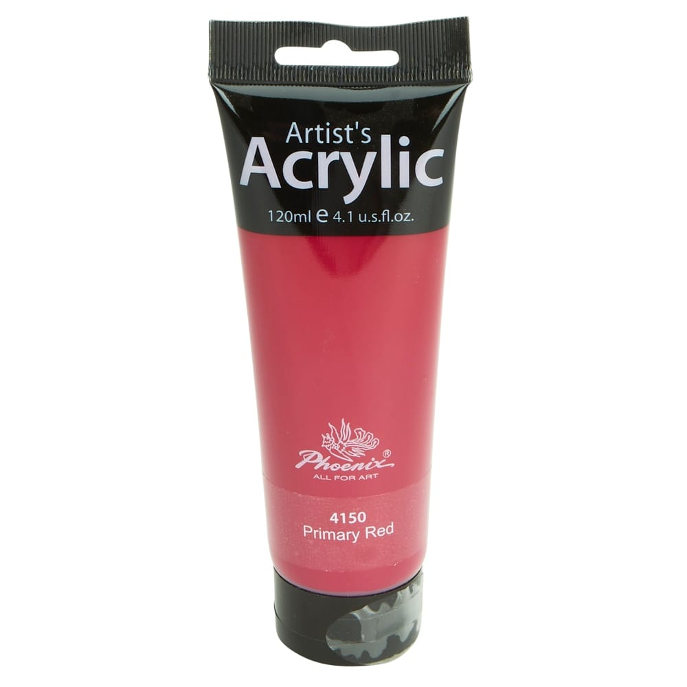 Phoenix Artist's Acrylic Paint, Primary Red, 120 ml