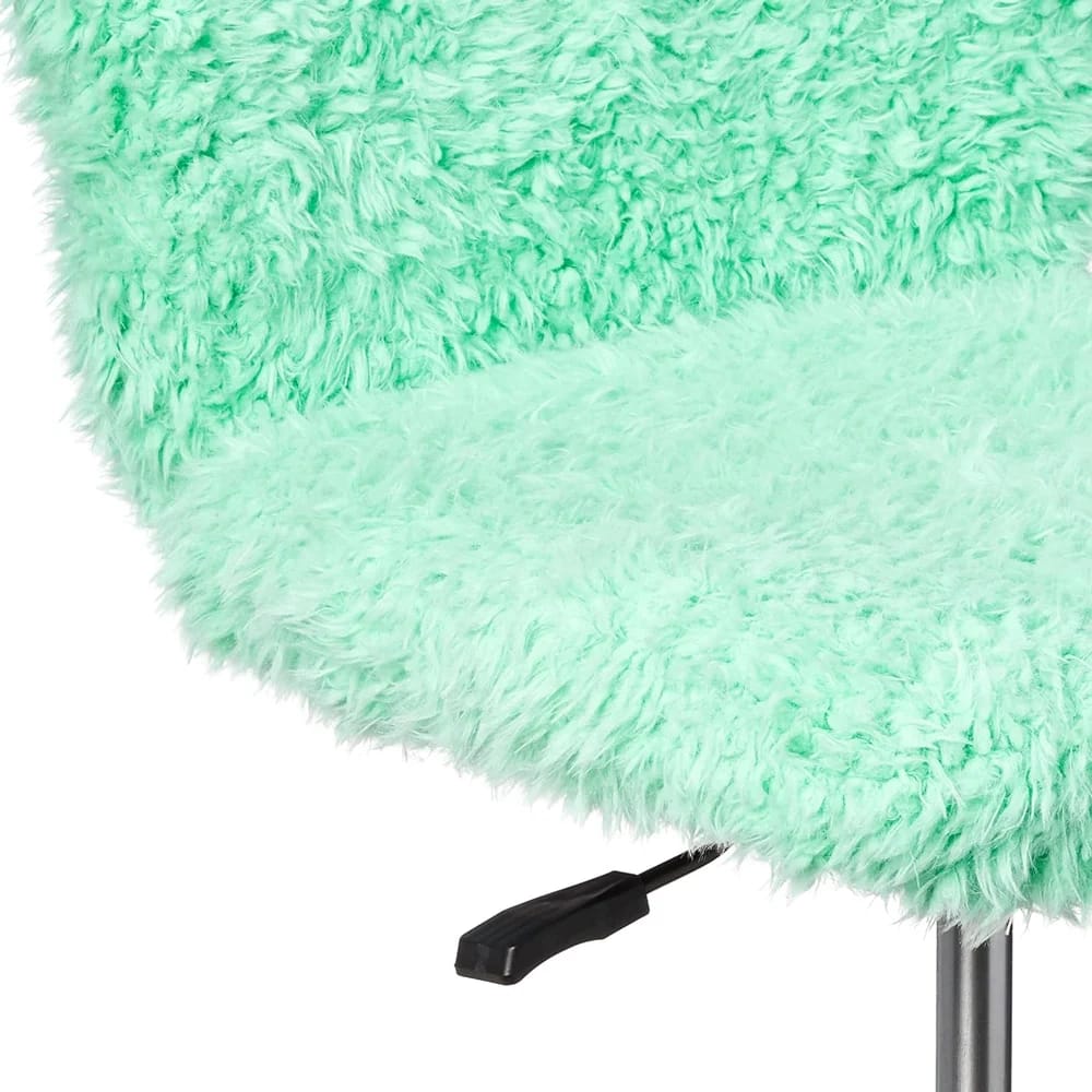 Faux Fur Rolling Desk Chair, Green