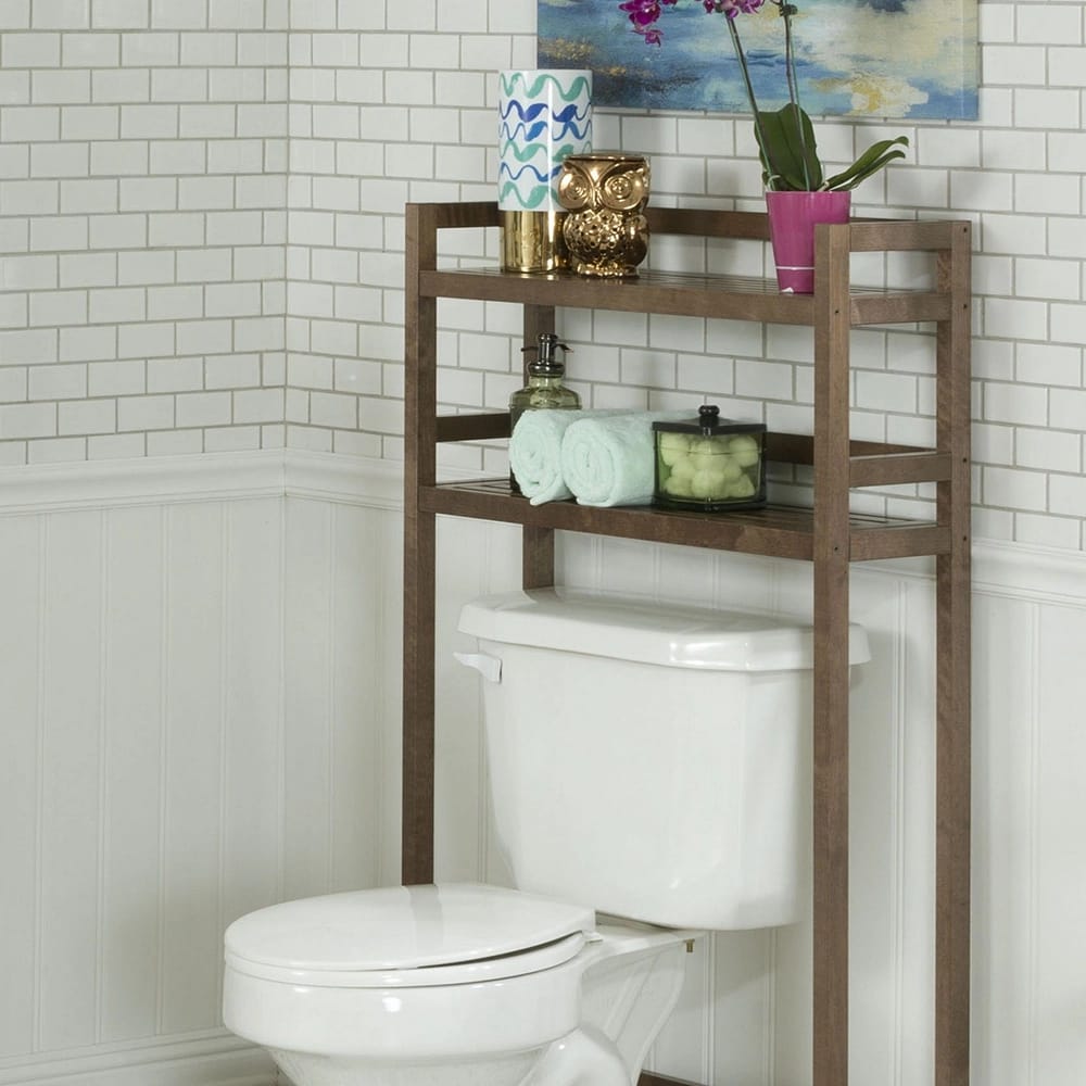 Contemporary Home Living 48" 2-Tier Bathroom Space Saver Shelf, Chestnut