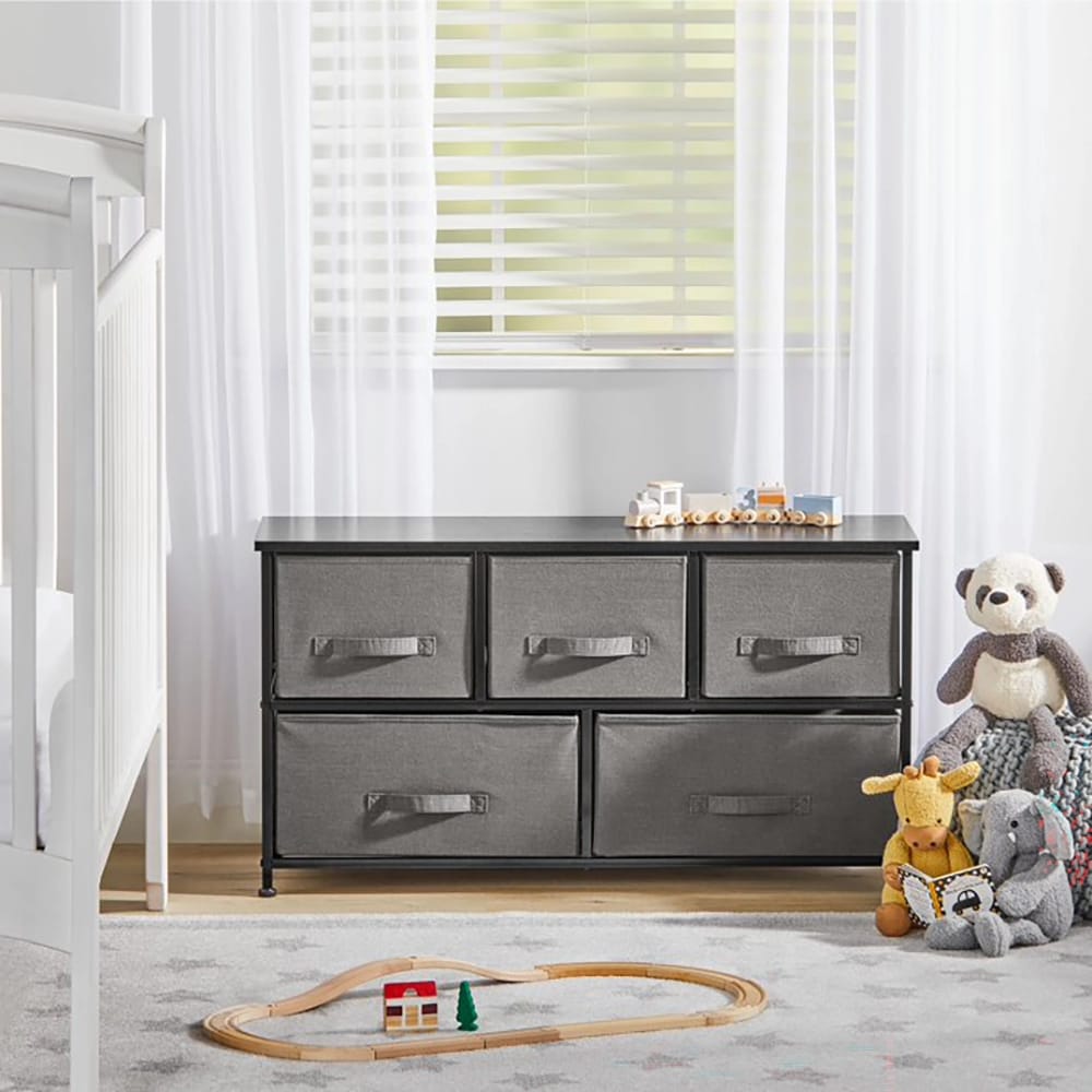 mDesign 5-Drawer Fabric Dresser, Dark Gray