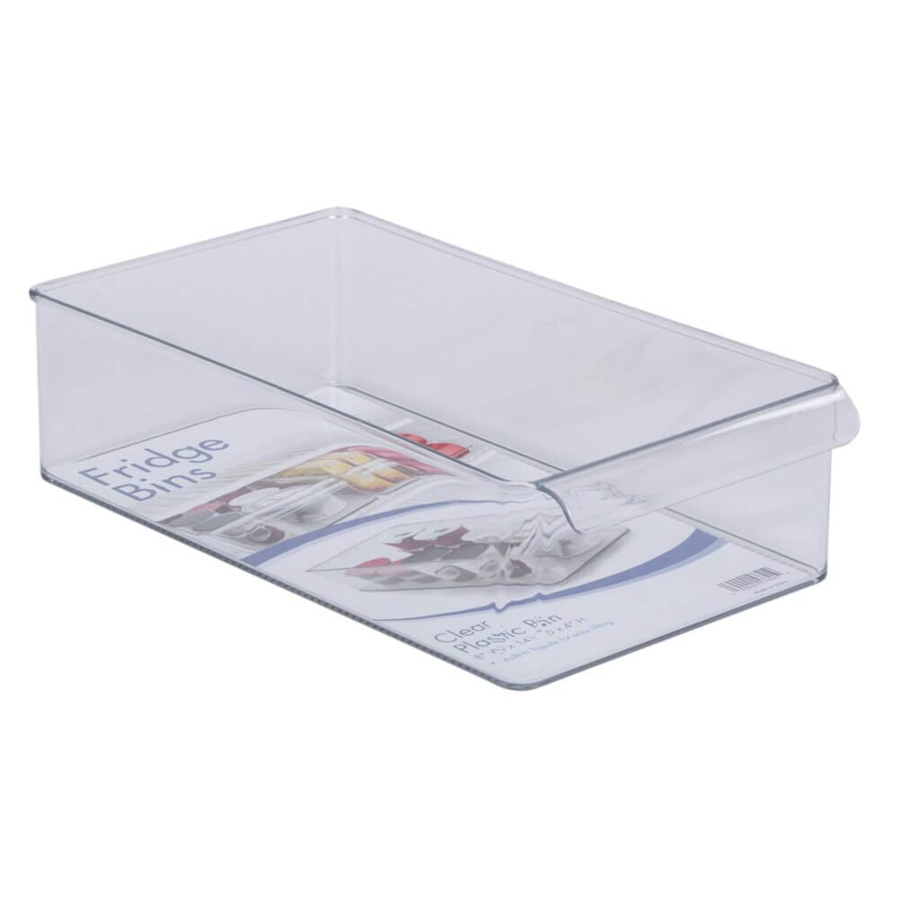 Large Clear Plastic Fridge Bin, 8" x 14.5" x 4"