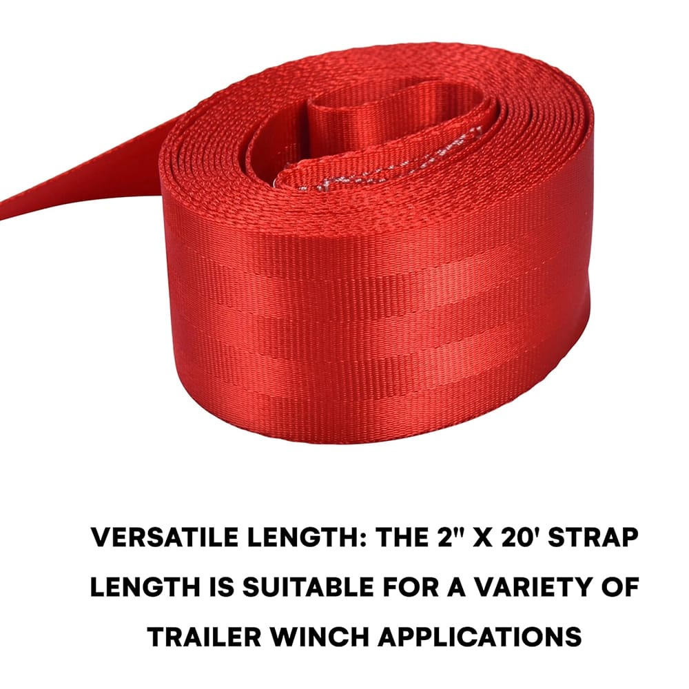 Boulder Tools Trailer Winch Strap, Red, 2" x 20'
