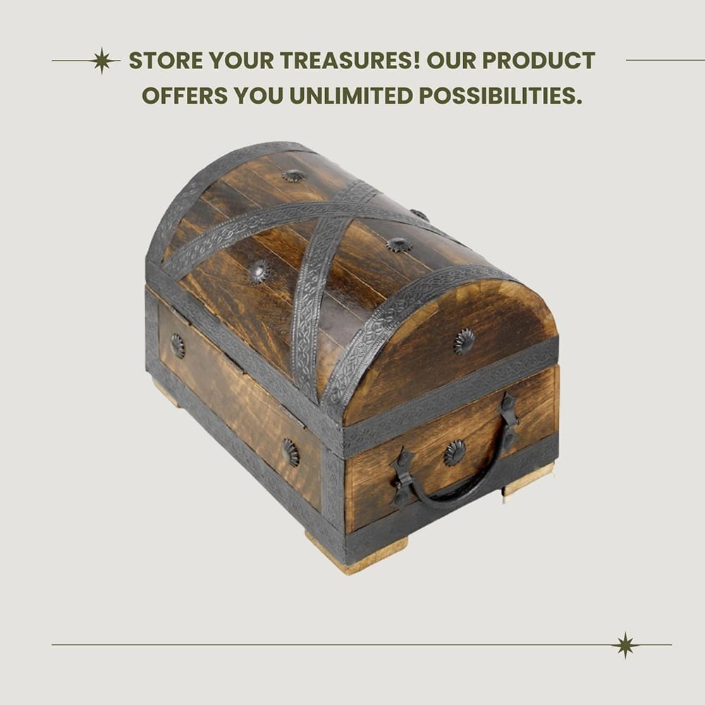 Brynnberg Wooden Treasure Chest with Lock, Brown