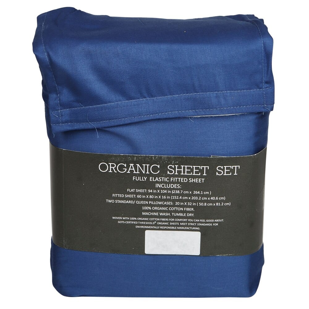 100% Organic Cotton 300 Thread Count Queen Sheet Set, 4 Piece